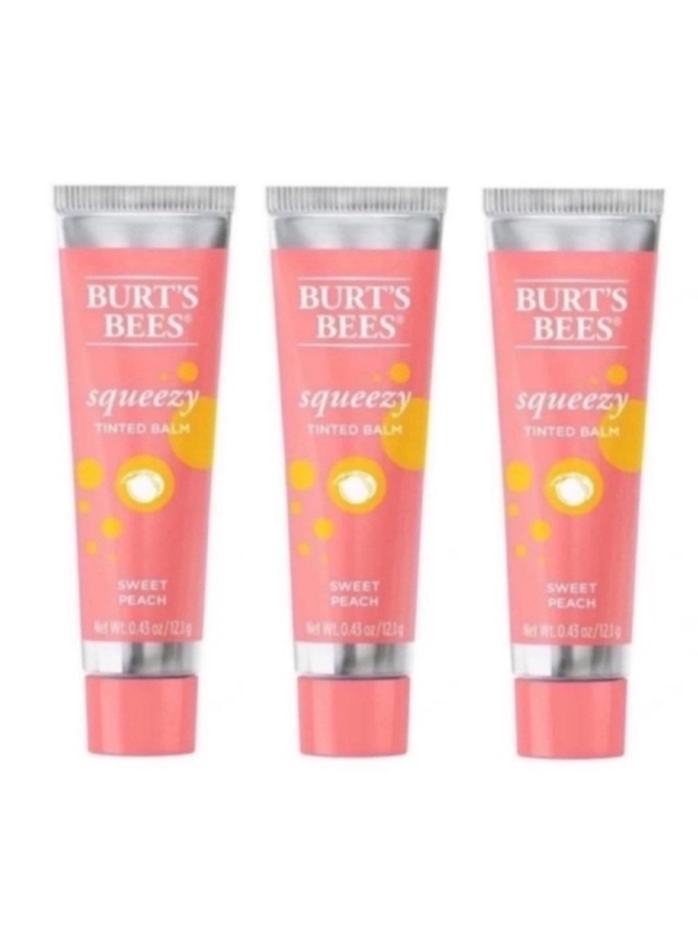 New 3 Burt’s Bees Sweet Peach Squeezy Tinted Balm